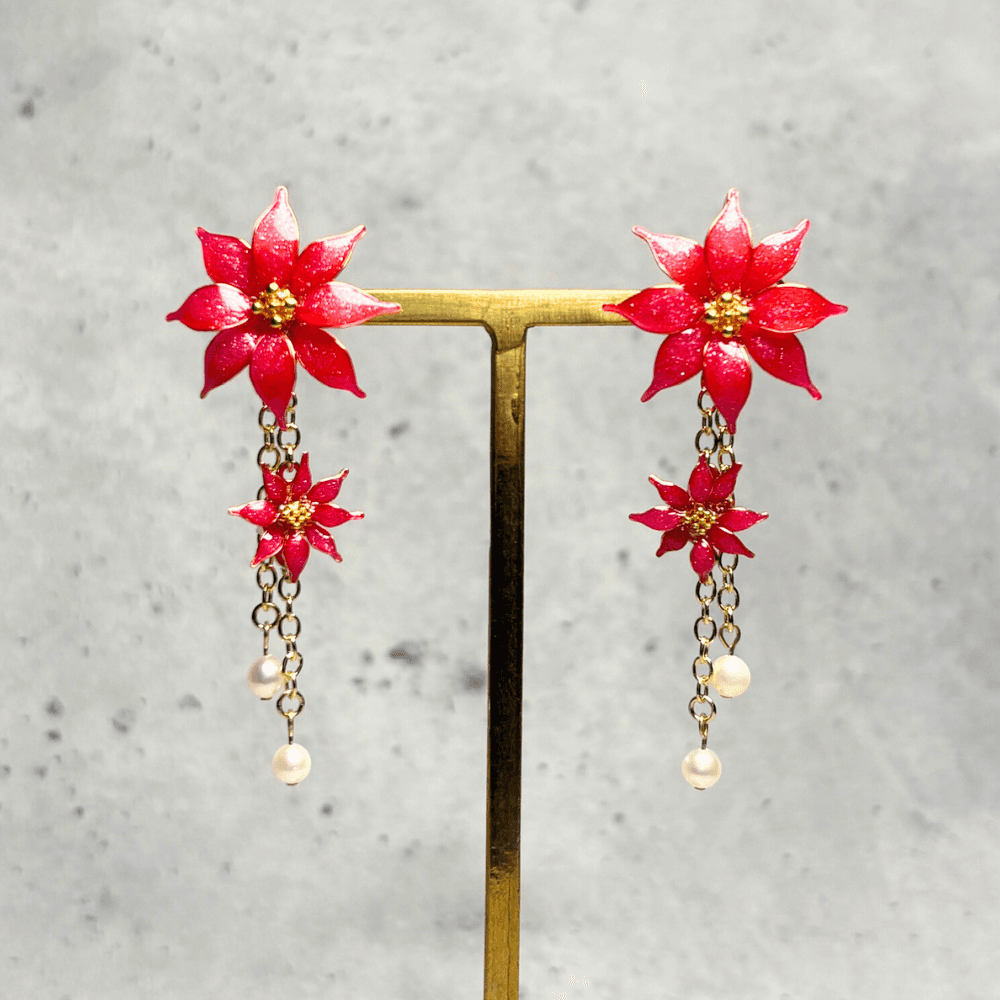 【ポインセチア】2wayピアス/レッド/クリスマス/サージカルステンレス/金属アレルギー対応/冬の新作/受注生産 | 6枚目